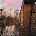 Austin Hike and Bike Trail - Train Trestle 1 Sunset Triptych Middle