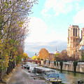 The Seine and Quay Beside Notre Dame, Autumn